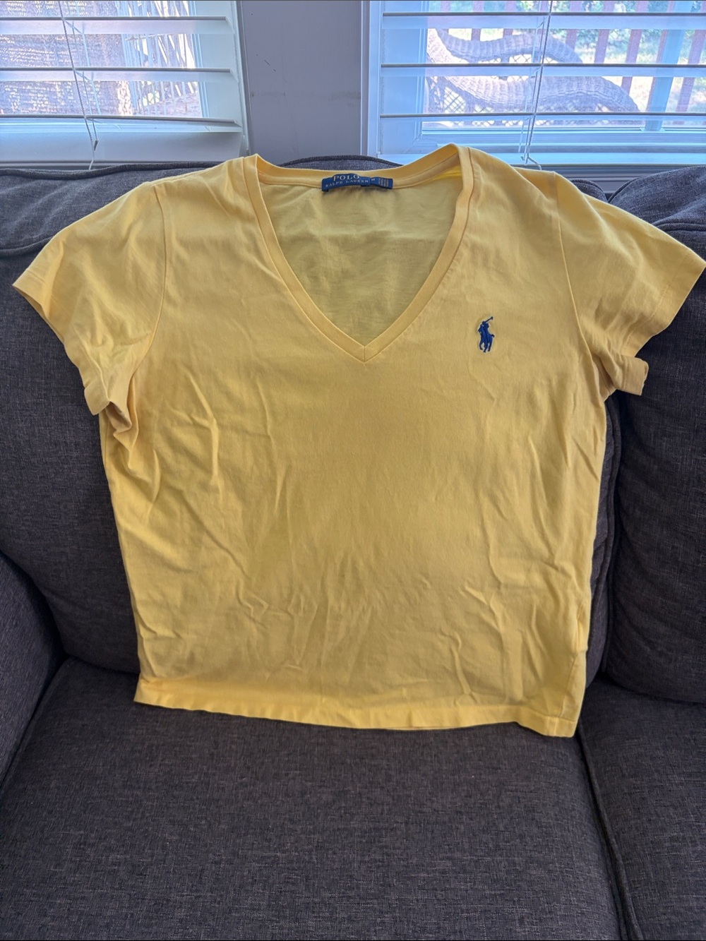 Polo by Ralph Lauren T-shirt Yellow V‑Neck Short Sleeve with Blue Pony